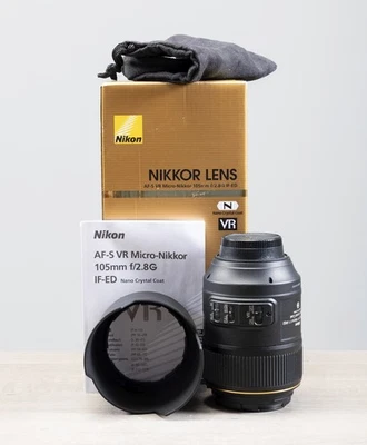 Nr Mint Nikon AF-S Micro NIKKOR 105mm f/2.8 G ED VR Lens Nano Crystal Coat Boxed - Image 1 of 4