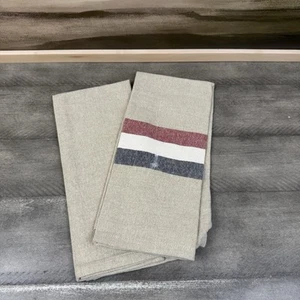 Pottery Barn Americana Stripe Guest Towel Set Of 2 Multicolor Spot Read NWOT - Picture 1 of 5
