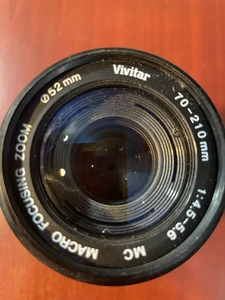 VIVITAR 70-210MM F/4.5 Macro Focusing Zoom Lens 52MM Filter. Excellent Condition - Picture 1 of 6
