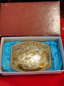 Vintage Rodeo Buckle With Box "Rainbow S.W.-" Pro YRA Stephenville Texas Cowboy - Picture 1 of 10
