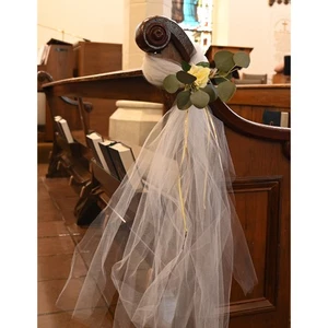 Hochzeit Tüll Kirchenbank Schleife Blume Gang Stuhl Dekoration Gelb Rose 12er Set - Bild 1 von 2