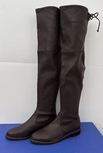 Stuart Weitzman Walnut Brown Leather Lowland Bold Over the Knee Boots  7.5 NEW - Picture 1 of 8