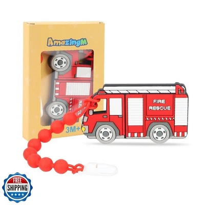 Baby Food Grade Silicone Carrier Vehicle Teether Toy with Pacifier Clip Holde - Image 1 of 4