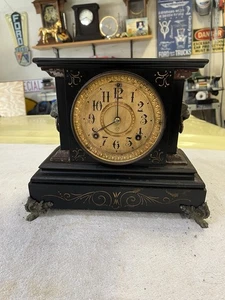 Ansonia Gusseisen Manteluhr - gebrochene Federn, aber noch in schönem Zustand 19 Pfund - Bild 1 von 6