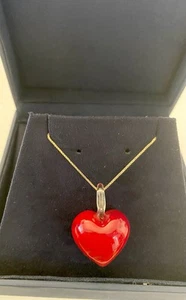 ❧14k Yellow Gold 18" Chain With Murano Red Glass Heart Necklace Pendant☚☚☚☚❤️ - Picture 1 of 10