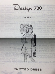 Vtg Mail Order Design 730 KNITTED DRESS Pattern Original - Picture 1 of 2