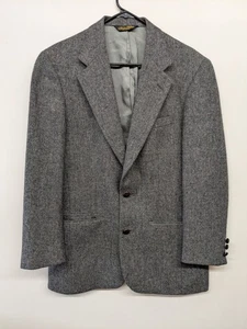 Vintage Brooks Brothers Sport Coat Men 40 Single Breasted Herringbone Tweed Gray - Picture 1 of 5