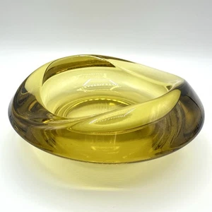 Schwere Glas Schale Glaskunst Gelb wohl Rudolf Jurnikl Rudolfshütte Vintage - Bild 1 von 12