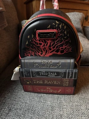 Edgar Allan Poe Loungefly Literary Horror Books Mini Backpack BAM EXCLUSIVE NWT - Image 1 of 4
