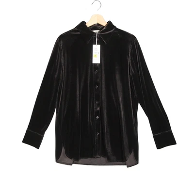 Marks & Spencer Shirt Womens Size UK 12 Black Velvet Button Up Collared Blouse - Image 1 of 4