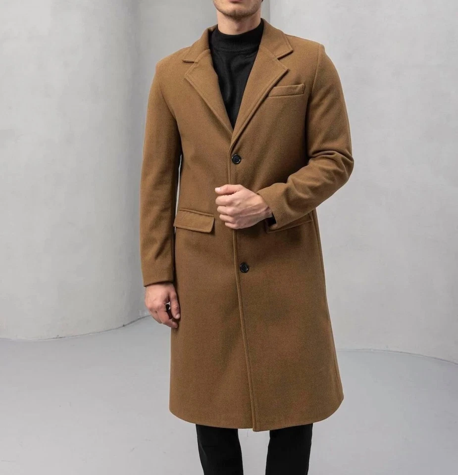 Camel color wool coat in premium Quality 100% Styles - Image 1 of 4