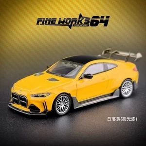 BMW G82 M4 AD~O Fine Works 1:64 carrocería ancha diecast modelo coleccionable amarillo regalos - Imagen 1 de 1