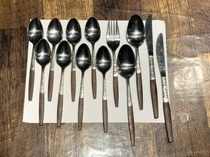 Interpur Mixed Lot Faux Wood Canoe Heart Scroll Flatware Japan - Picture 1 of 6
