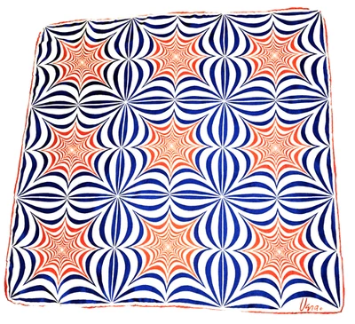 VTG Vera Neumann 22" Square Silk Scarf Mid-Centurt Mod Op Art Hand Rolled Edges - Image 1 of 3