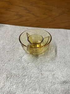 Fostoria elegant glass topaz yellow Fairfax pattern ice dish crab meat liner - Picture 1 of 5