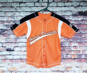 🔥 Harley Davidson Motorcycles Orange Baseball Jersey Child Size 5 - Picture 1 of 6