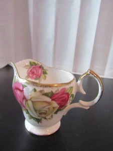 Queen Anne Lady Sylvia Creamer Bone China Roses Pink Yellow made in England - Picture 1 of 8