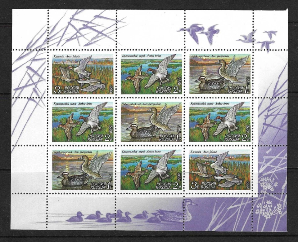 Russia SC # 6092a DUCKS . MNH ( Folded at the top firs row / Vertically) - Image 1 of 1