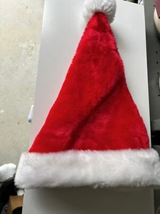 NEW Christmas Santa Claus Hat Adult Red Costume Accessory Red White Plush  Cap - Picture 1 of 5