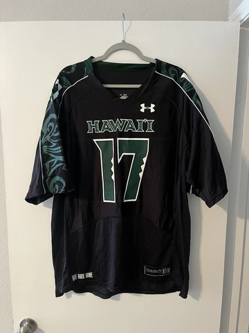 Under Armour University Of Hawaii Football Jersey Size L Warriors Heat Gear Cover