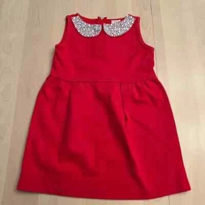 Crewcuts Girls Rhinestone Jeweled Collar Red Dress Size 4 - Picture 1 of 7