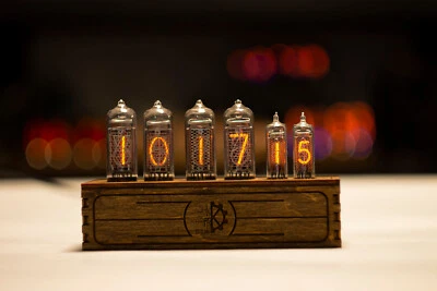 Nixie tube clock IN-14+IN-16 RGB table desk retro old vintage clock for bedroom - Image 1 of 4