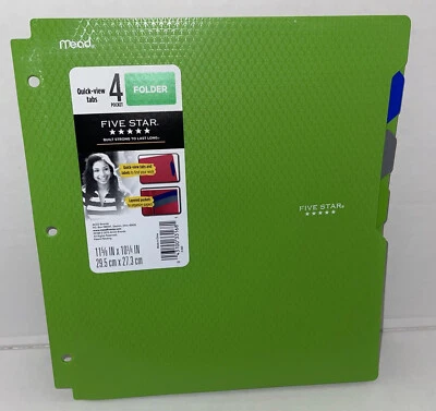Cinco estrellas verde lima. 1 carpeta de archivos con 4 bolsillos. Pestañas Variedad Color Pestañas. Nuevo con etiquetas. Foto 1 de 4