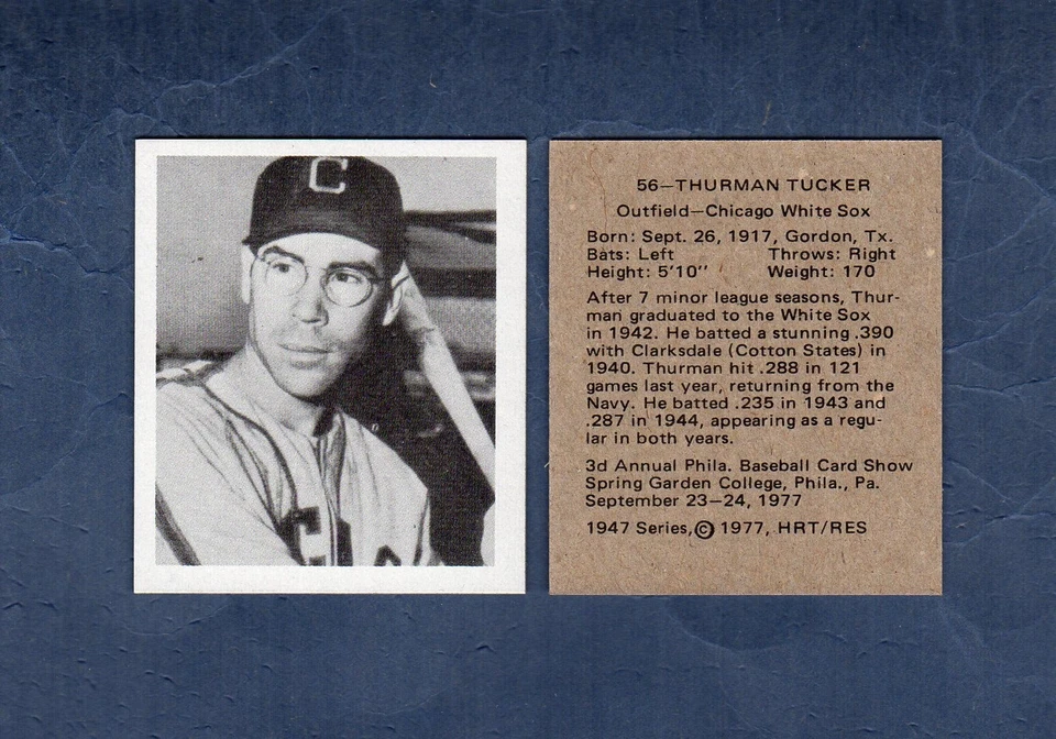 #56 THURMAN TUCKER, White Sox ~ 1947 Bowman HRT/RES | pre-EPSCC promo card - Image 1 of 2
