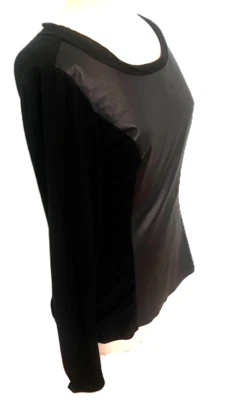 Blusa Top Mujer Lafayette 148 New York Negra Manga Larga Talla Grande Cuero Foto 1 de 4
