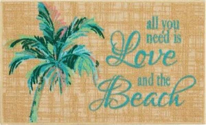 KITCHEN ACCENT RUG (nonskid)(17"x28")NAUTICAL,ALL U NEED IS LOVE & THE BEACH, EE - Picture 1 of 11