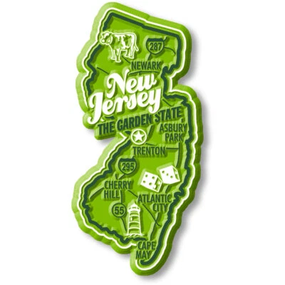 CLASSIC MAGNETS MADE WITH PRIDE IN THE USA New Jersey Premium State Magnet by Classic Magnets, 1.6" x 3.5"
