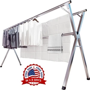 Tendero de ropa plegable portátil para interior colgador, ajustable, 2,4M Nuevo - Imagen 1 de 7