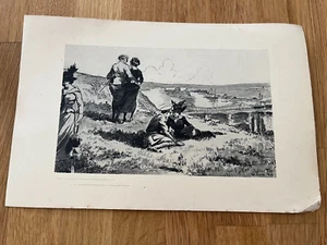 1917 rouen in war time print - soldiers with ladies - Picture 1 of 3