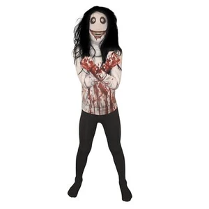 Kids Jeff the Killer Morphsuit + Wig Boys Girls Halloween Fancy Dress Costume - Picture 1 of 7