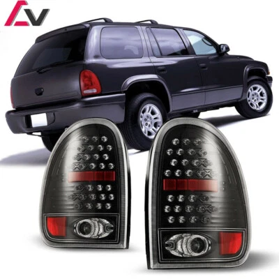 For 1996-00 Dodge Caravan 98-03 Durango LED Tail Lights Black Rear Brake Lamps - Image 1 of 4