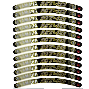 MT10 motorcycle wheel rim decals sticker graphics yellow on black x 12 pieces - Imagen 1 de 1