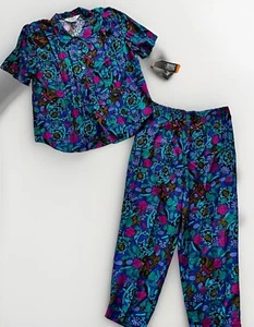 Cricket Lane NWT Vtg 90s Women’s 2 Piece Pants Suit Print Floral Graphic Sz 18 - Picture 1 of 11