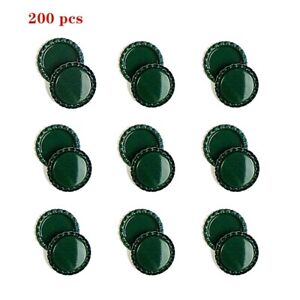 200pcs Dark Green Flat Linerless Double Sided Painted Flattened Bottle Caps DIY