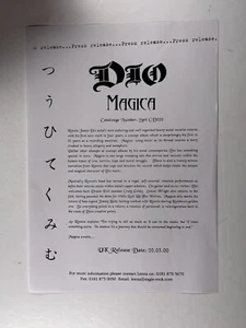 Dio Press Release Ronnie James Dio Original Magica March 20th 2000 - Picture 1 of 12