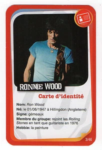 French Pop Star Card #03 Rolling Stones guitarist Ronnie Wood Tongue & Lips logo - Picture 1 of 2