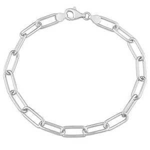 Amour Sterling Silver 6mm Polished Paperclip Chain Bracelet - 7.5 in. - Picture 1 of 6