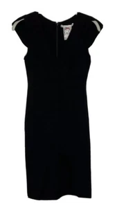 NWT Yoana Baraschi Anthropologie Black V Neck Cap Sleeve Fitted Dress Size 0 - Picture 1 of 6