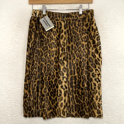 全新带标签 复古 Stephanie Queller 人造毛皮铅笔裙 女式 8 码 猎豹 美国 — 第 1/4 张图片