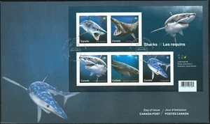 Canada sc#3105 Sharks, FDC Souvenir-Sheet, FDC - Imagen 1 de 2