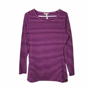 Matilda jane Callie purple pink striped long sleeve tee women's M cotton blend - Picture 1 of 8