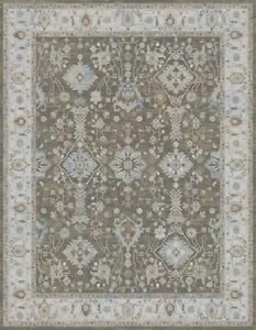 Olive Green Grey Vintage Faded Traditional Durable Quality Area Rug Runner Round - Picture 1 of 5