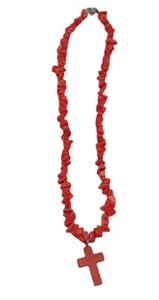 Rote Kunstkoralle Kreuz Chip Halskette Karabinerverschluss  - Bild 1 von 6