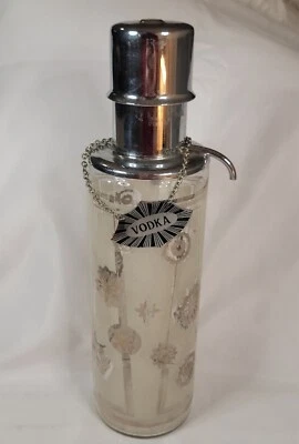Vintage MCM Soda Fountain Syrup Dispenser Frosted Glass w/ Starbursts Pump Top - Image 1 of 4