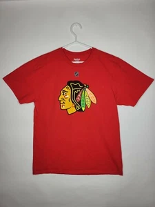 Chicago Blackhawks hockey REEBOK T-shirt Size Large NHL Shaw - Picture 1 of 5