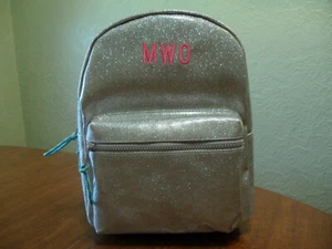 J Crew Crewcuts Girls Backpack Purse Silver Sparkle MWO Stitched On Front NWOT - Picture 1 of 10
